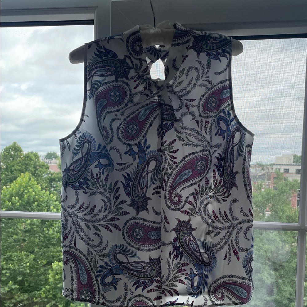 LOFT Paisley Sleeveless Blouse - Blue and Purple